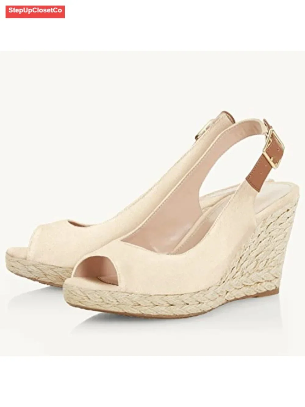 Wedge Sandals Peep Toe Espadrilles Platform Ankle Strap Slingback Summer Shoes